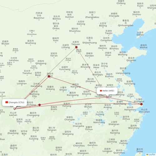 Tibet Airlines flights between Hefei and Chengdu