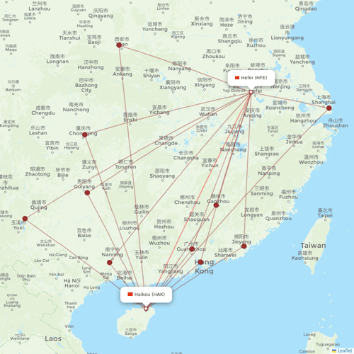 West Air (China) flights between Hefei and Haikou