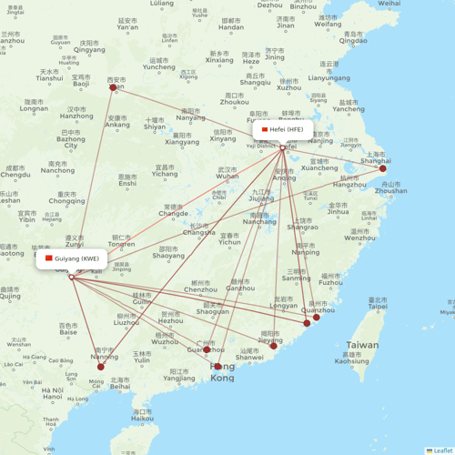 Chengdu Airlines flights between Hefei and Guiyang