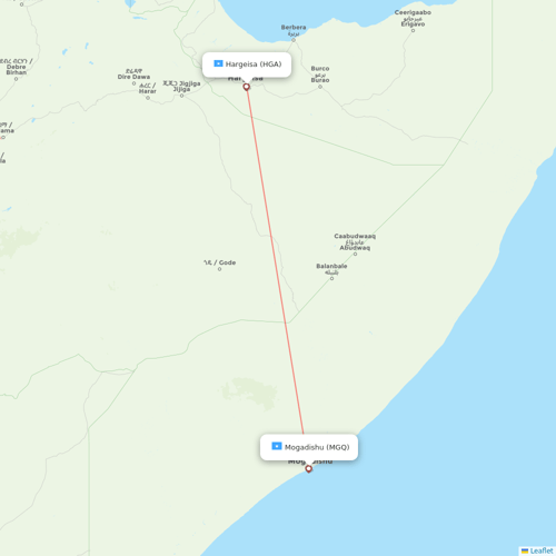 Daallo Airlines flights between Hargeisa and Mogadishu