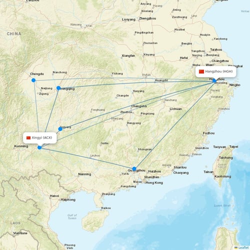 Okay Airways flights between Hangzhou and Xingyi