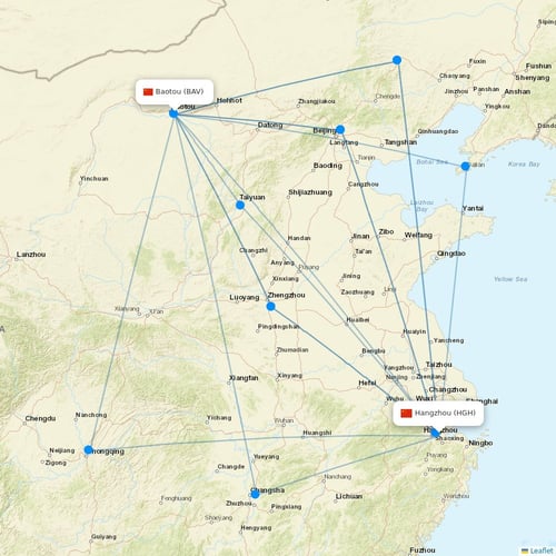 Beijing Capital Airlines flights between Hangzhou and Baotou