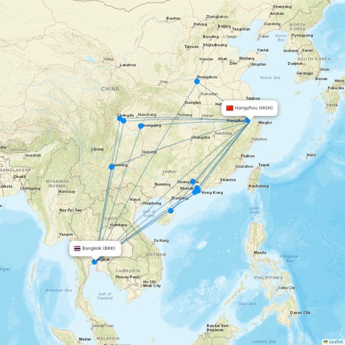 Loong Air flights between Hangzhou and Bangkok
