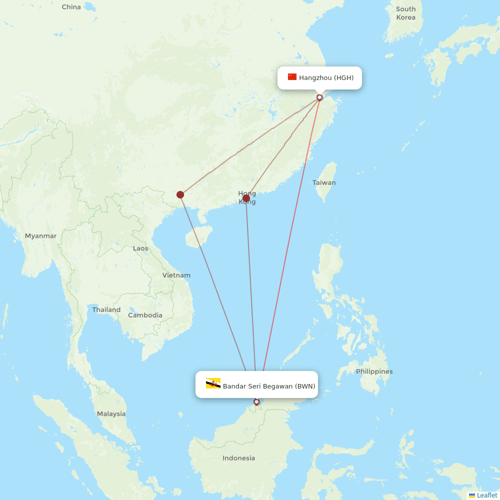 Royal Brunei Airlines flights between Hangzhou and Bandar Seri Begawan