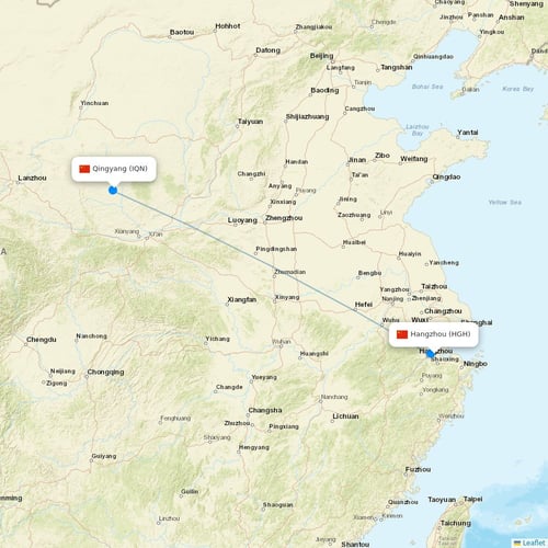 Urumqi Airlines flights between Hangzhou and Qingyang