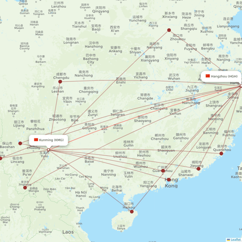 Kunming Airlines flights between Hangzhou and Kunming