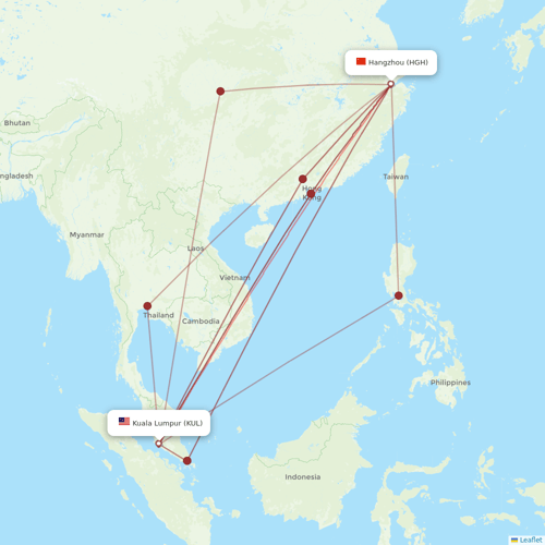AirAsia X flights between Hangzhou and Kuala Lumpur