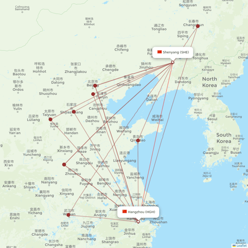 Jiangxi Airlines flights between Hangzhou and Shenyang