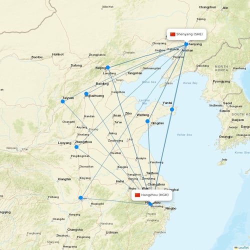 Xiamen Airlines flights between Hangzhou and Shenyang
