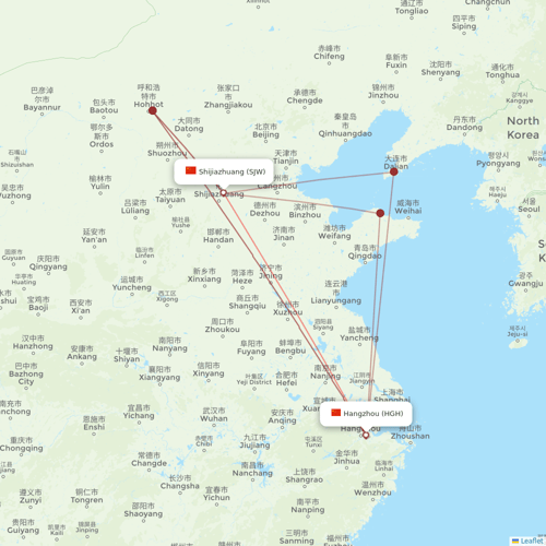Hebei Airlines flights between Hangzhou and Shijiazhuang