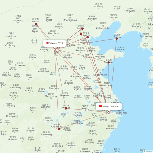 China Eastern Airlines flights between Hangzhou and Taiyuan