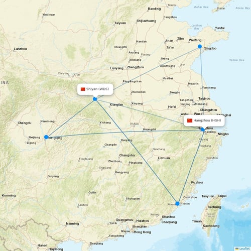 Donghai Airlines flights between Hangzhou and Shiyan
