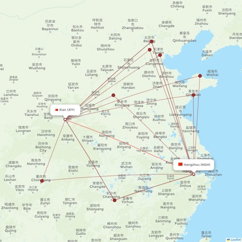 Okay Airways flights between Hangzhou and Xian