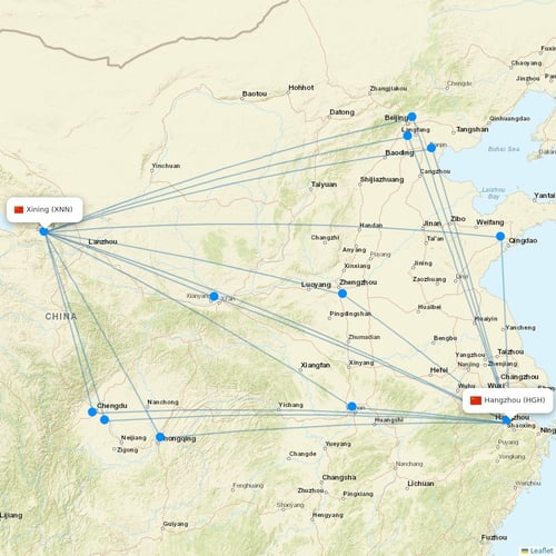 Loong Air flights between Hangzhou and Xining