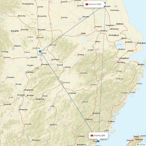 Jiangxi Airlines flights between Huai'an and Jinjiang