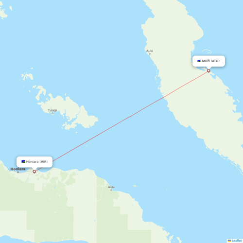 Solomon Airlines flights between Honiara and Atoifi