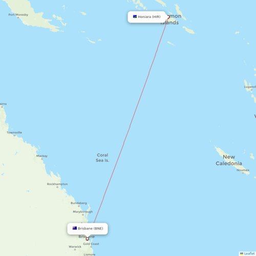Solomon Airlines flights between Honiara and Brisbane
