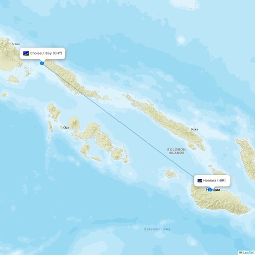 Solomon Airlines flights between Honiara and Choiseul Bay