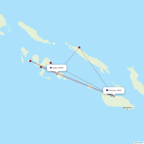Solomon Airlines flights between Honiara and Sege