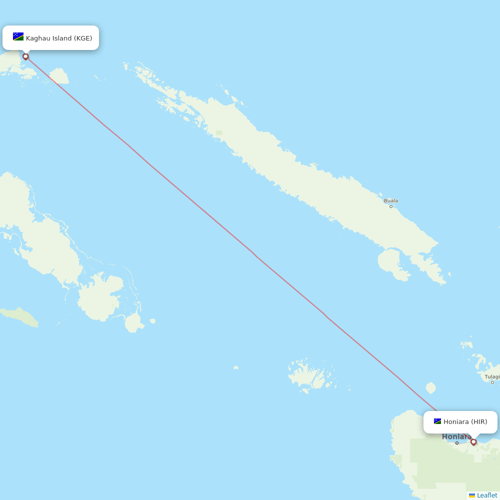 Solomon Airlines flights between Honiara and Kaghau Island