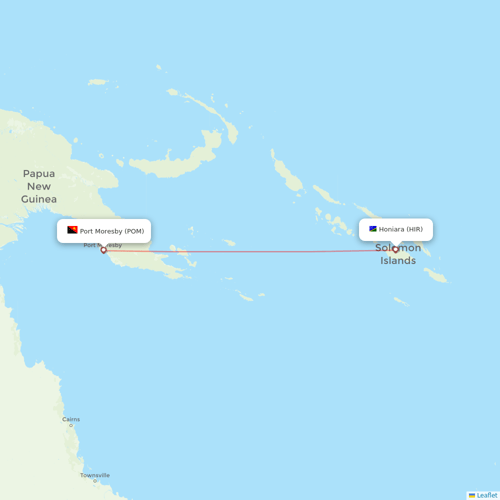 Air Niugini flights between Honiara and Port Moresby