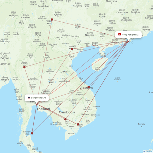 Asia Atlantic Airlines flights between Hong Kong and Bangkok