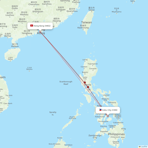Royal Air Charter flights between Hong Kong and Cebu City