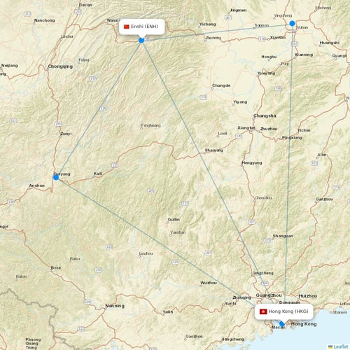 Asia Atlantic Airlines flights between Hong Kong and Enshi