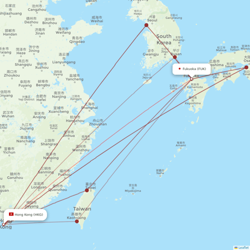 Hong Kong Airlines flights between Hong Kong and Fukuoka