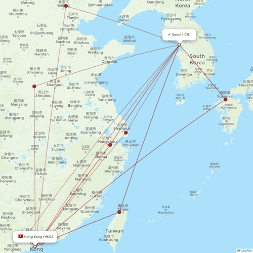 Jeju Air flights between Hong Kong and Seoul