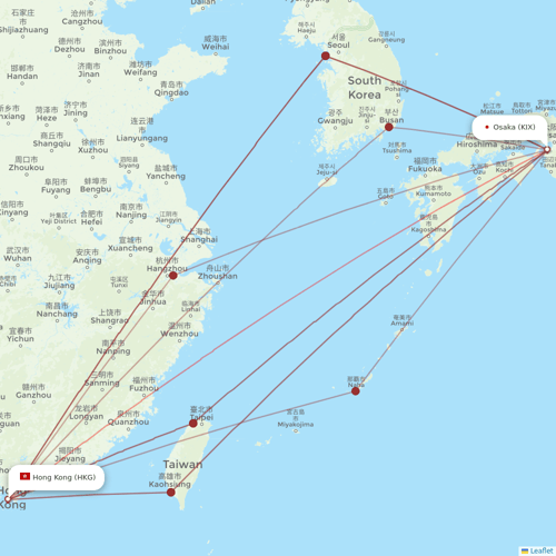 Asia Atlantic Airlines flights between Hong Kong and Osaka