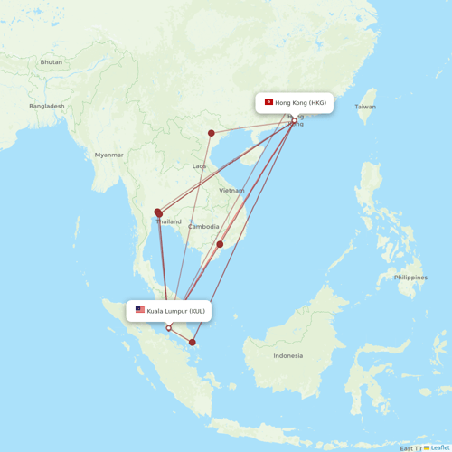 AirAsia flights between Hong Kong and Kuala Lumpur
