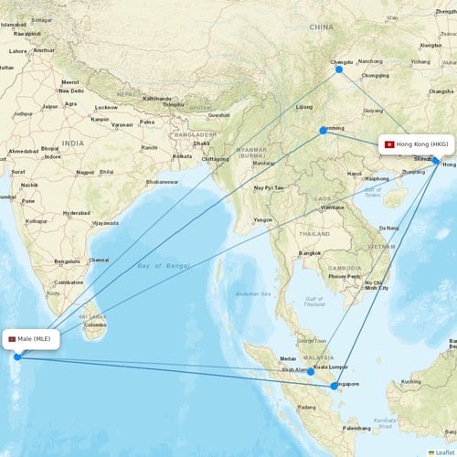 Hong Kong Airlines flights between Hong Kong and Male