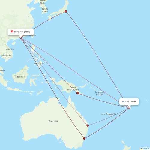 Fiji Airways flights between Hong Kong and Nadi