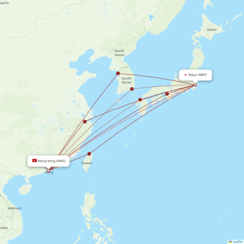 Hong Kong Airlines flights between Hong Kong and Tokyo
