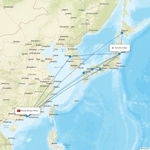 Asia Atlantic Airlines flights between Hong Kong and Sendai