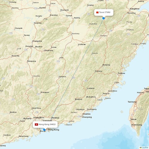 Asia Atlantic Airlines flights between Hong Kong and Tunxi