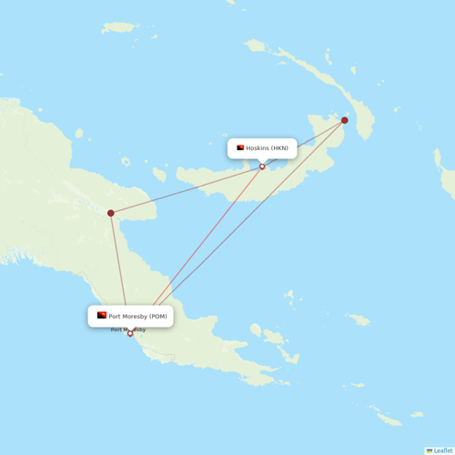 Air Niugini flights between Hoskins and Port Moresby