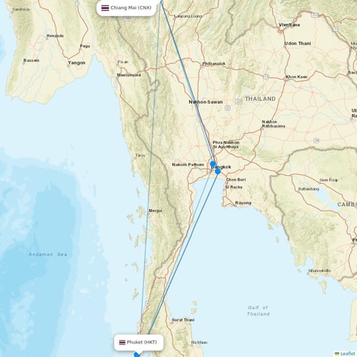 Thai Vietjet Air flights between Phuket and Chiang Mai