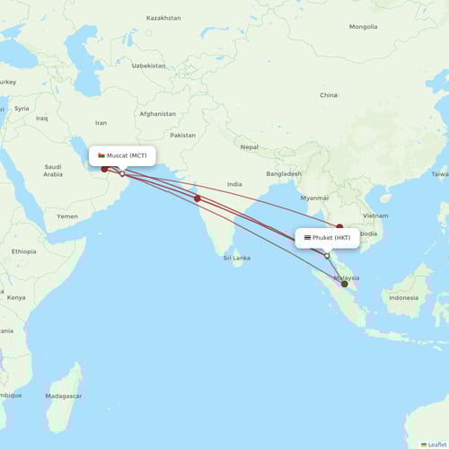 Oman Air flights between Phuket and Muscat
