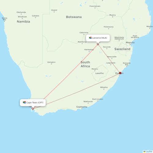 Safair flights between Lanseria and Cape Town