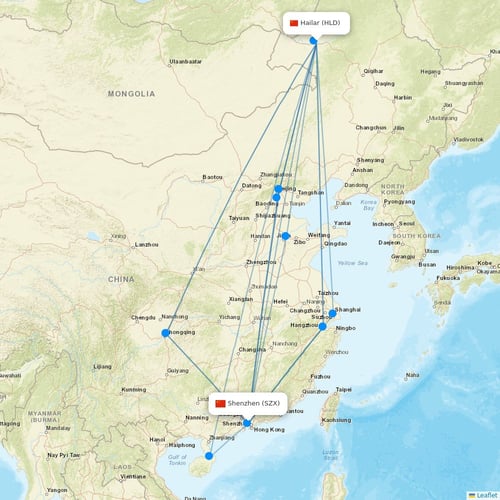 Donghai Airlines flights between Hailar and Shenzhen