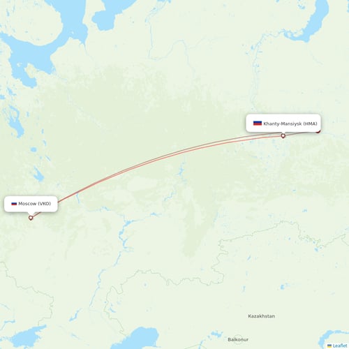 UTair flights between Khanty-Mansiysk and Moscow