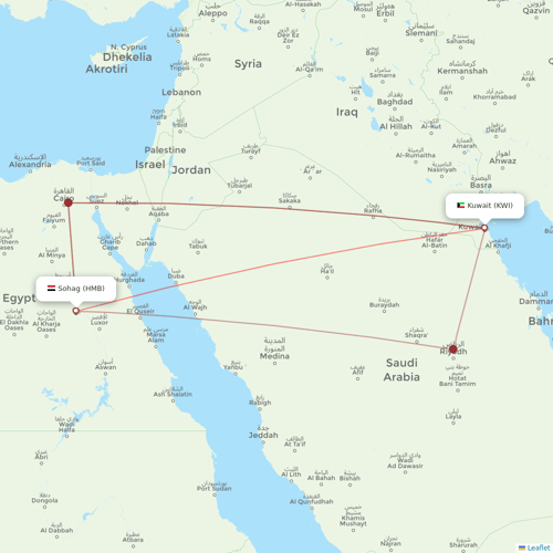Jazeera Airways flights between Sohag and Kuwait