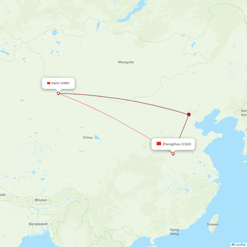 Fuzhou Airlines flights between Hami and Zhengzhou