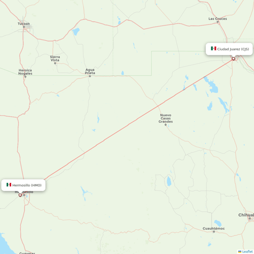 TAR Aerolineas flights between Hermosillo and Ciudad Juarez