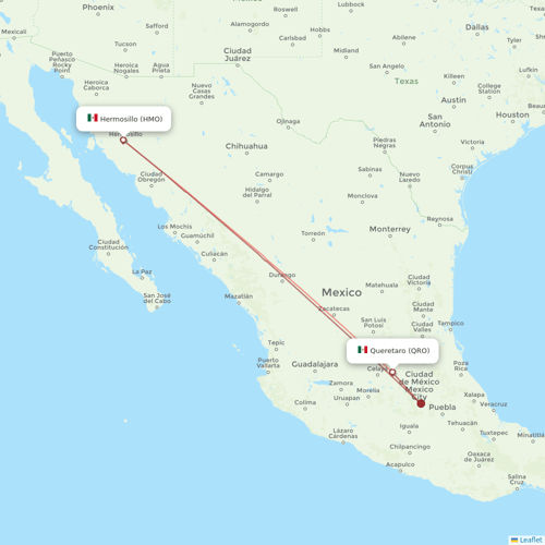 TAR Aerolineas flights between Hermosillo and Queretaro