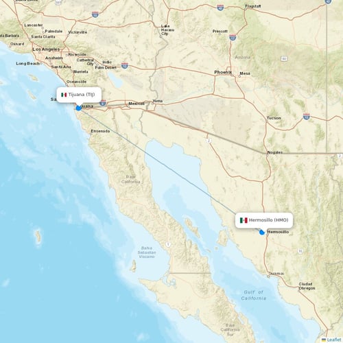 Volaris flights between Hermosillo and Tijuana