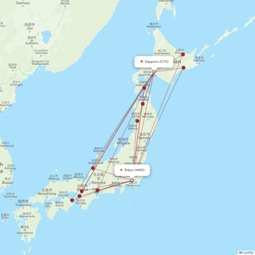 JAL flights between Tokyo and Sapporo
