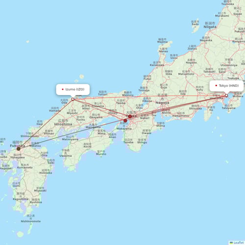 JAL flights between Tokyo and Izumo